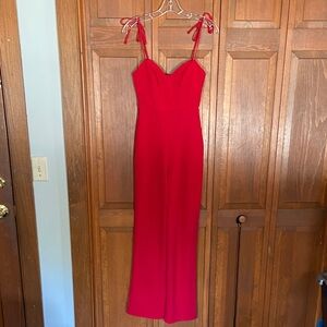 Wide Leg Jumpsuit w/Sweetheart Neckline ~Bow Ties On Shoulder By Crystal Sky